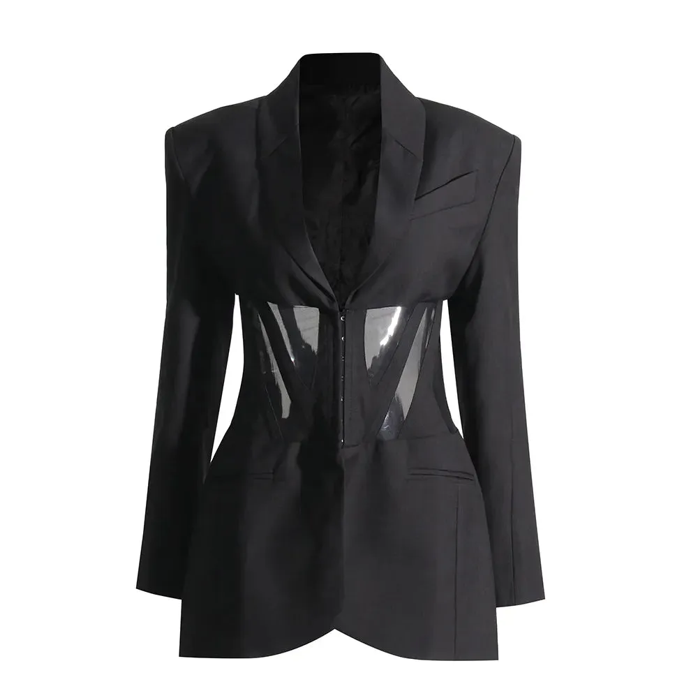 Slim Minimalist Blazers For Women Notched Collar Long Sleeve Temperament Blazer Female Fashion Style Clothing