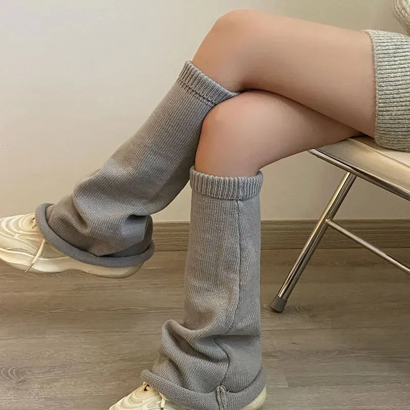 Sohiwoo Thickened Knitted Leg Warmers Japanese JK Winter Boot Cuffs Long Warmer Lolita Socks Harajuku Sock Sets Thigh Garter Fur Socks