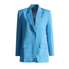 Solid Patchwork Pockets Casual Blazers For Women Notched Collar Long Sleeve Spliced Button Blazer Female Fashion