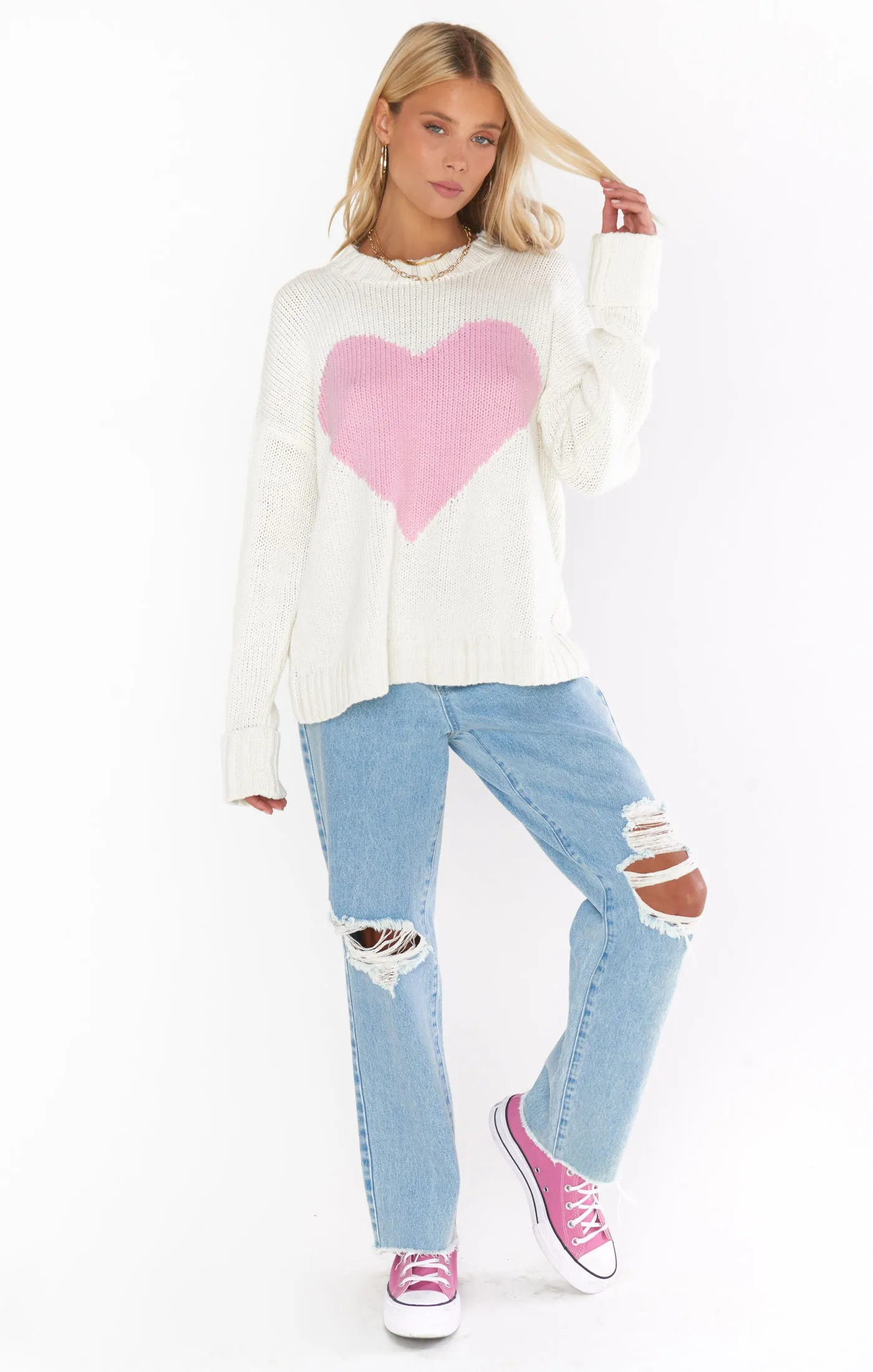 Sweetheart Sweater ~ Pink Heart Knit