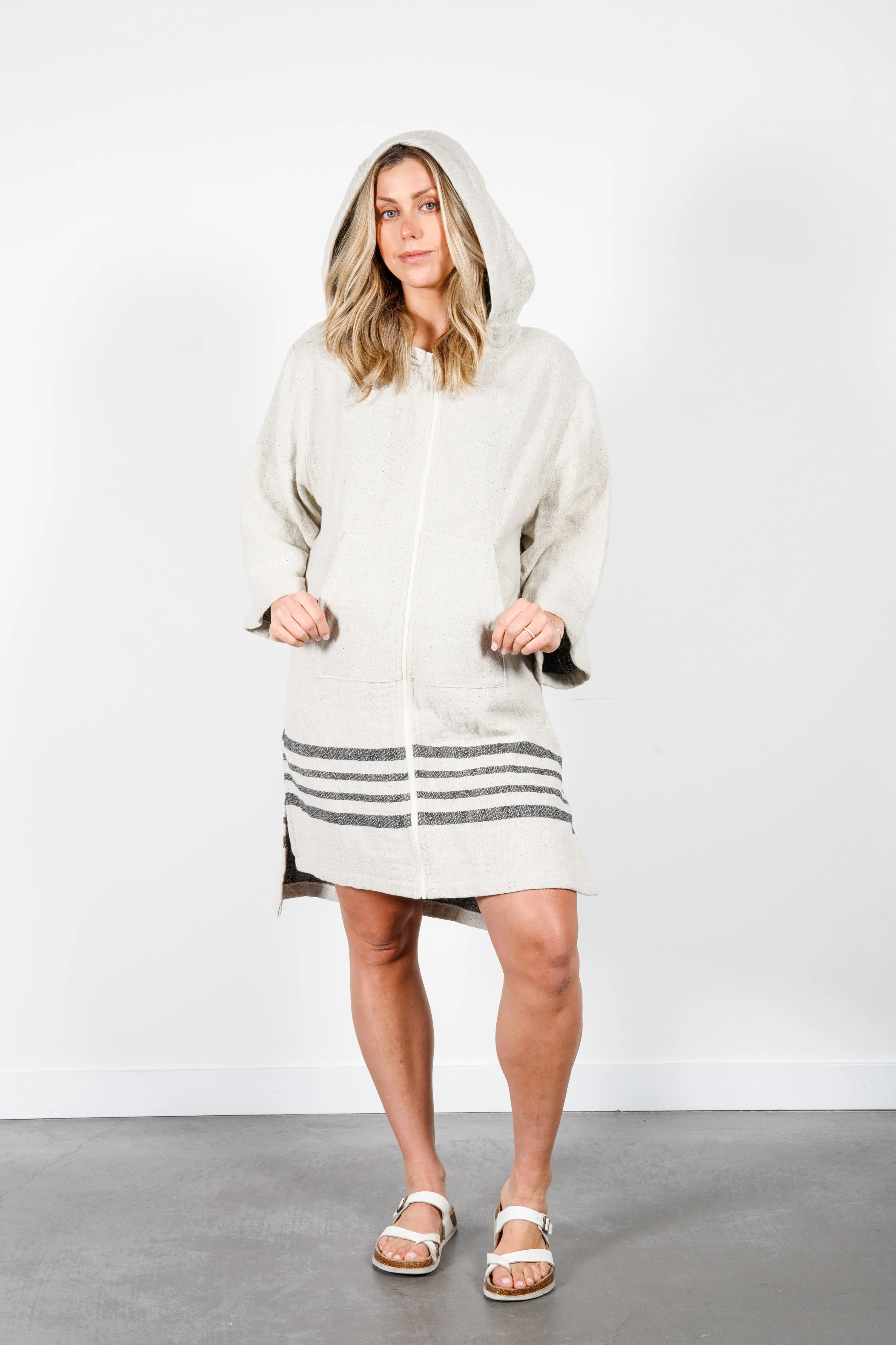 THE ECHO | Unisex Linen Blend Zip Poncho