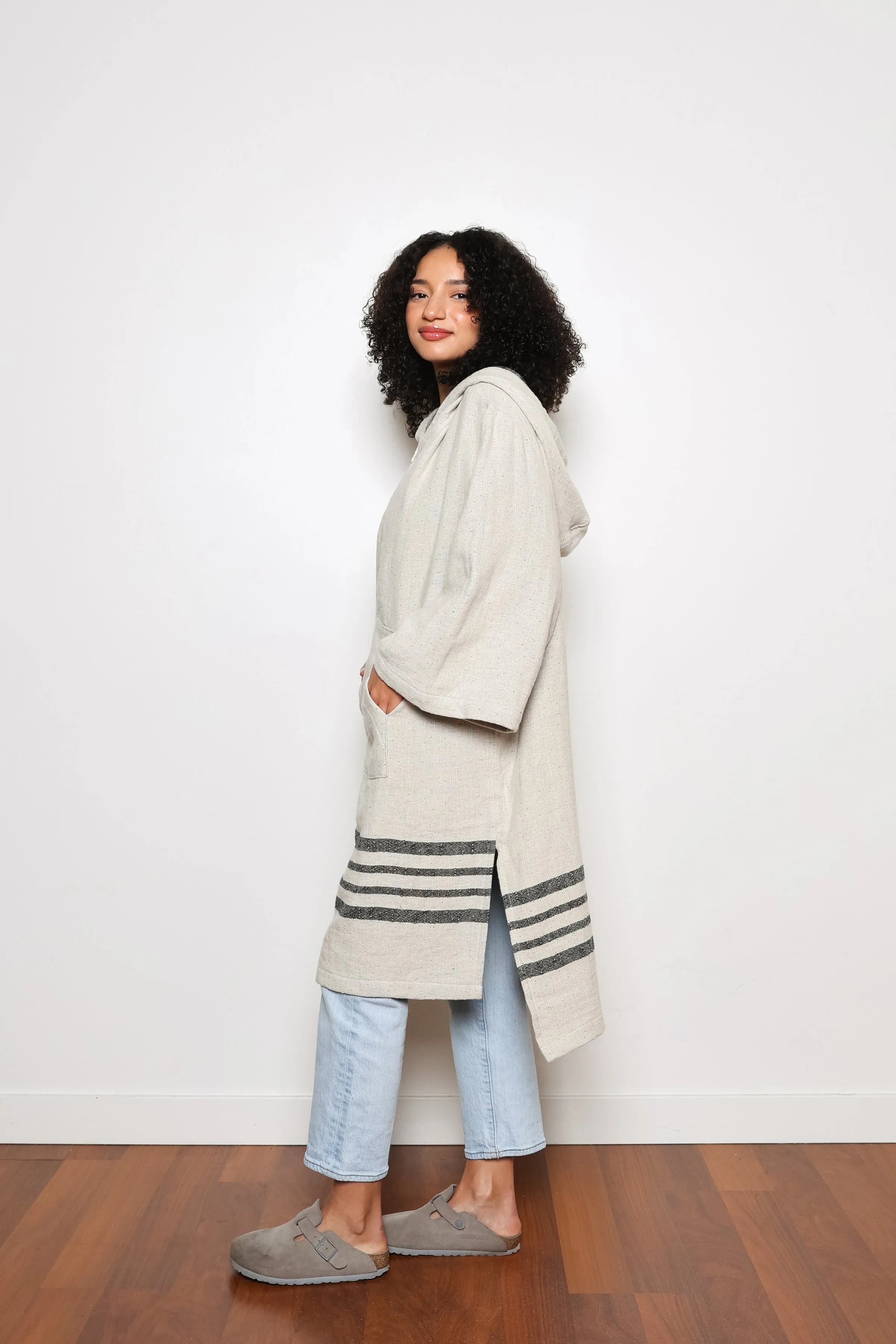 THE ECHO | Unisex Linen Blend Zip Poncho