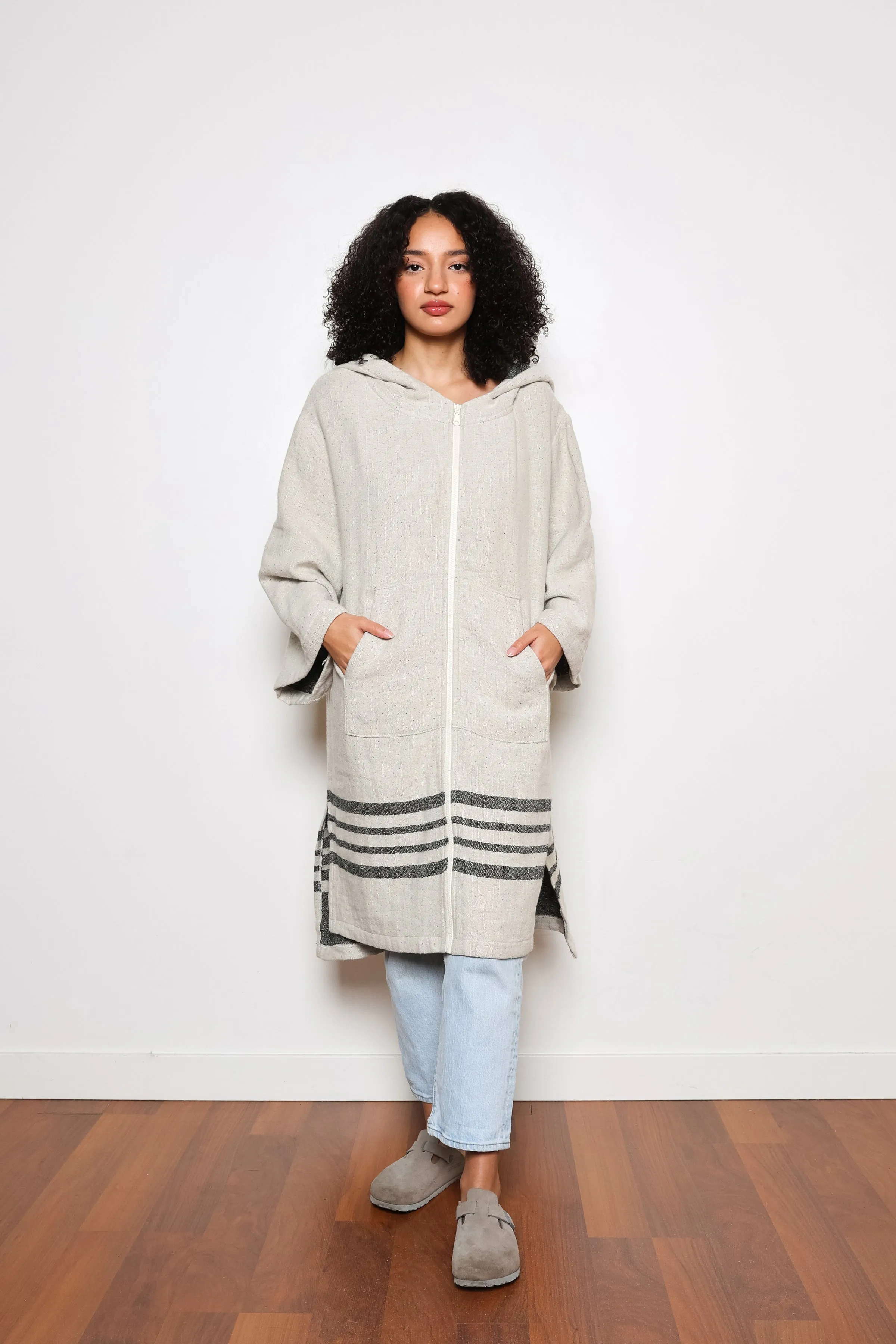 THE ECHO | Unisex Linen Blend Zip Poncho