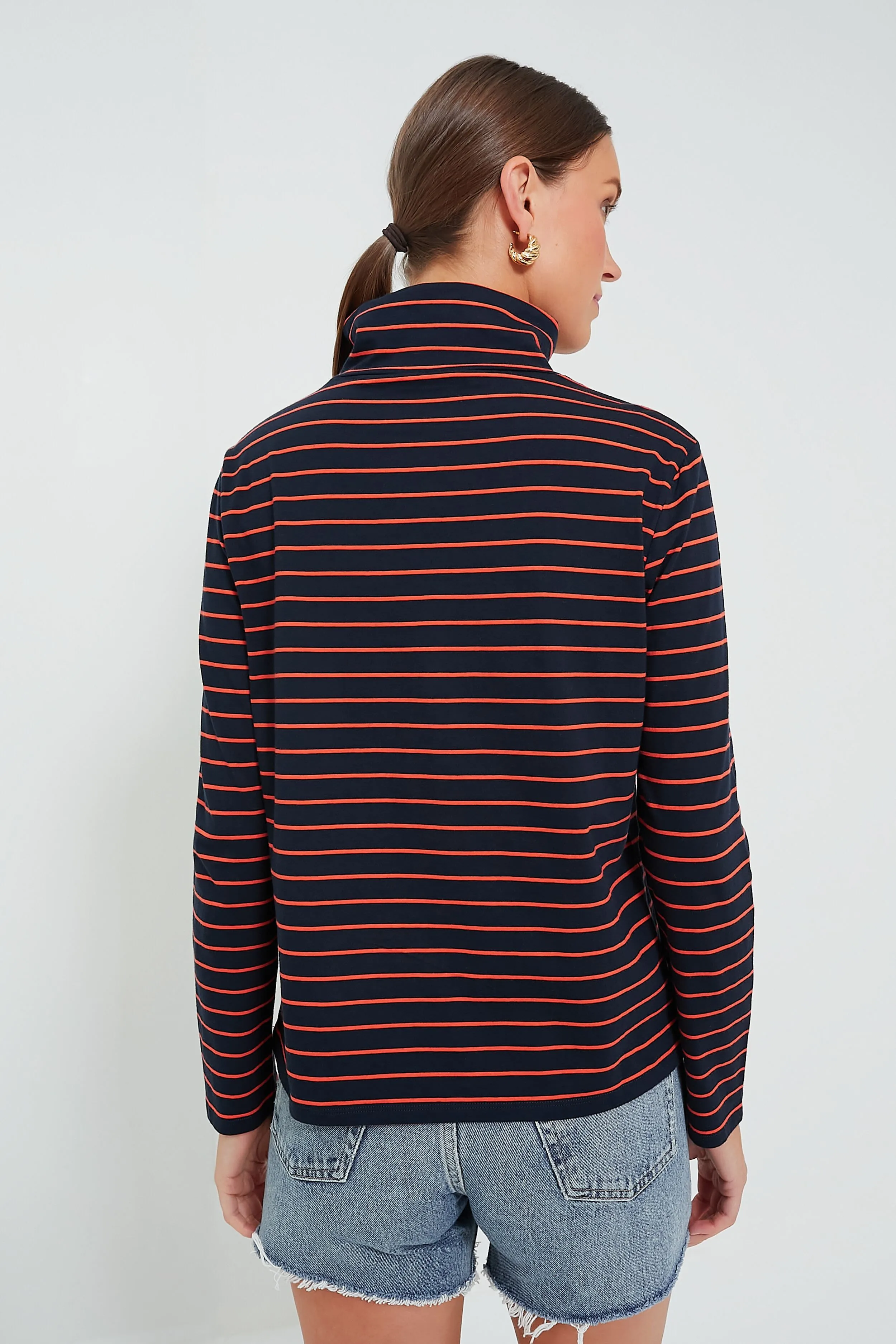 The Navy and Poppy Striped Turtleneck