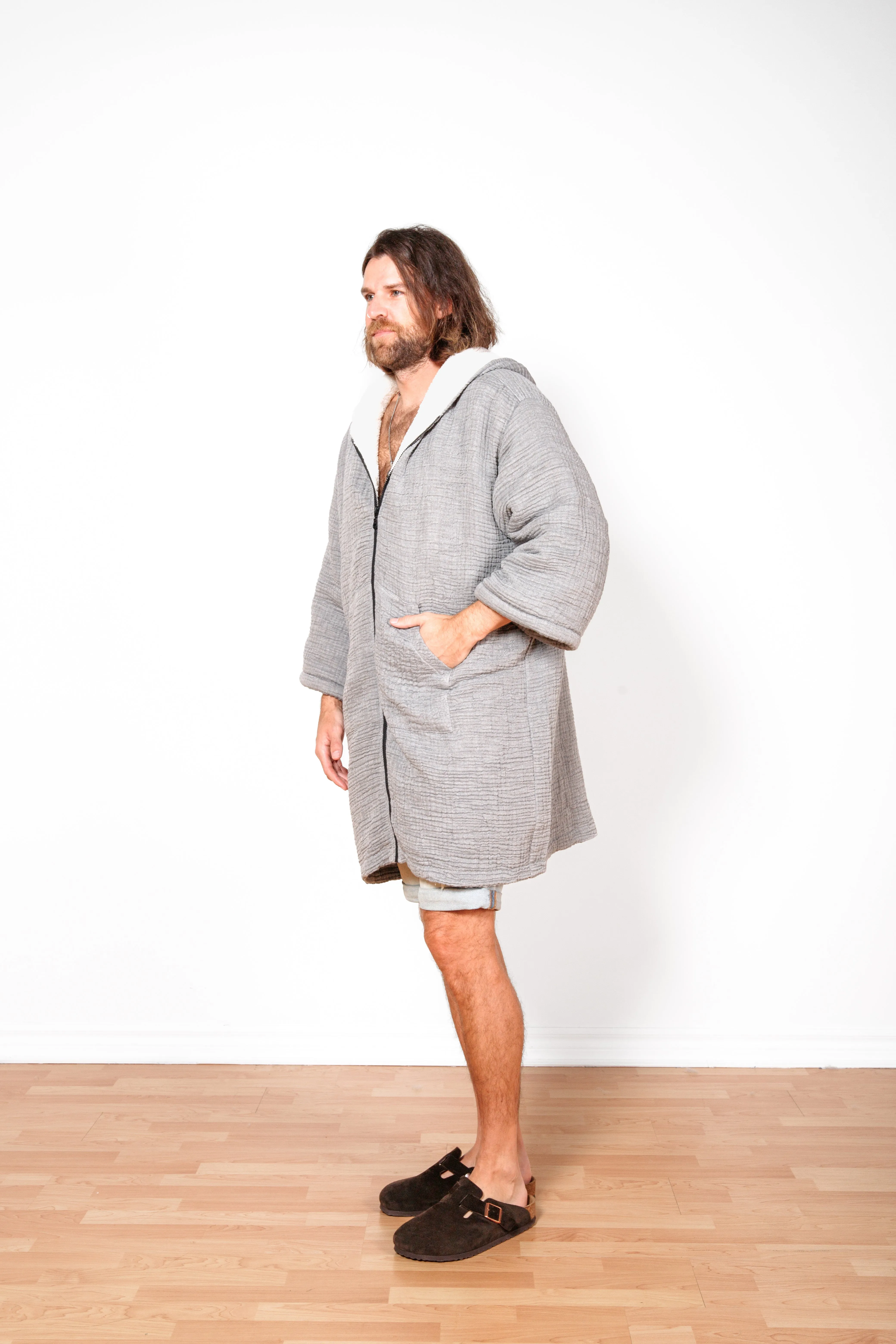 THE POLAR | Unisex Fleece-lined Muslin Zip Poncho