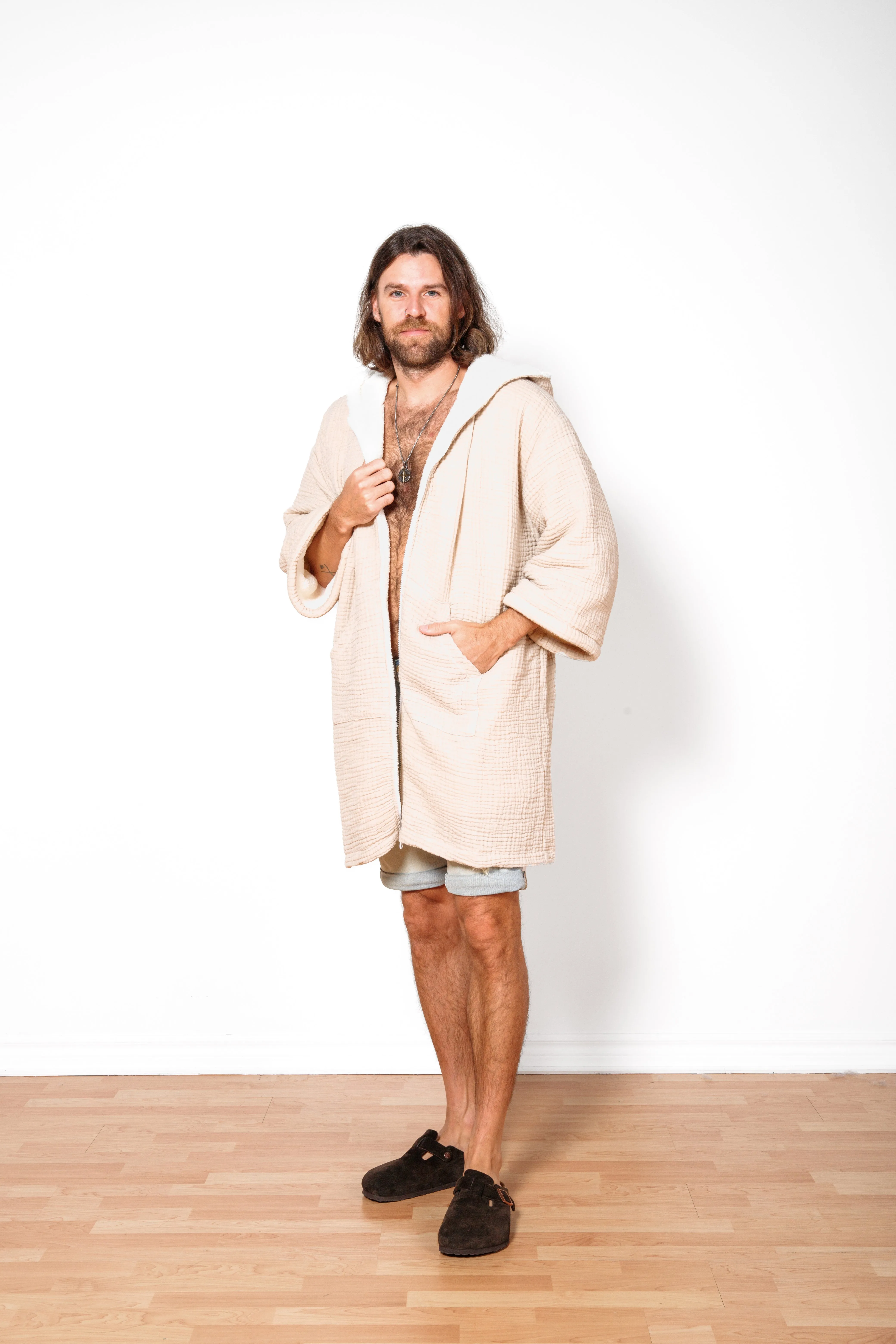 THE POLAR | Unisex Fleece-lined Muslin Zip Poncho