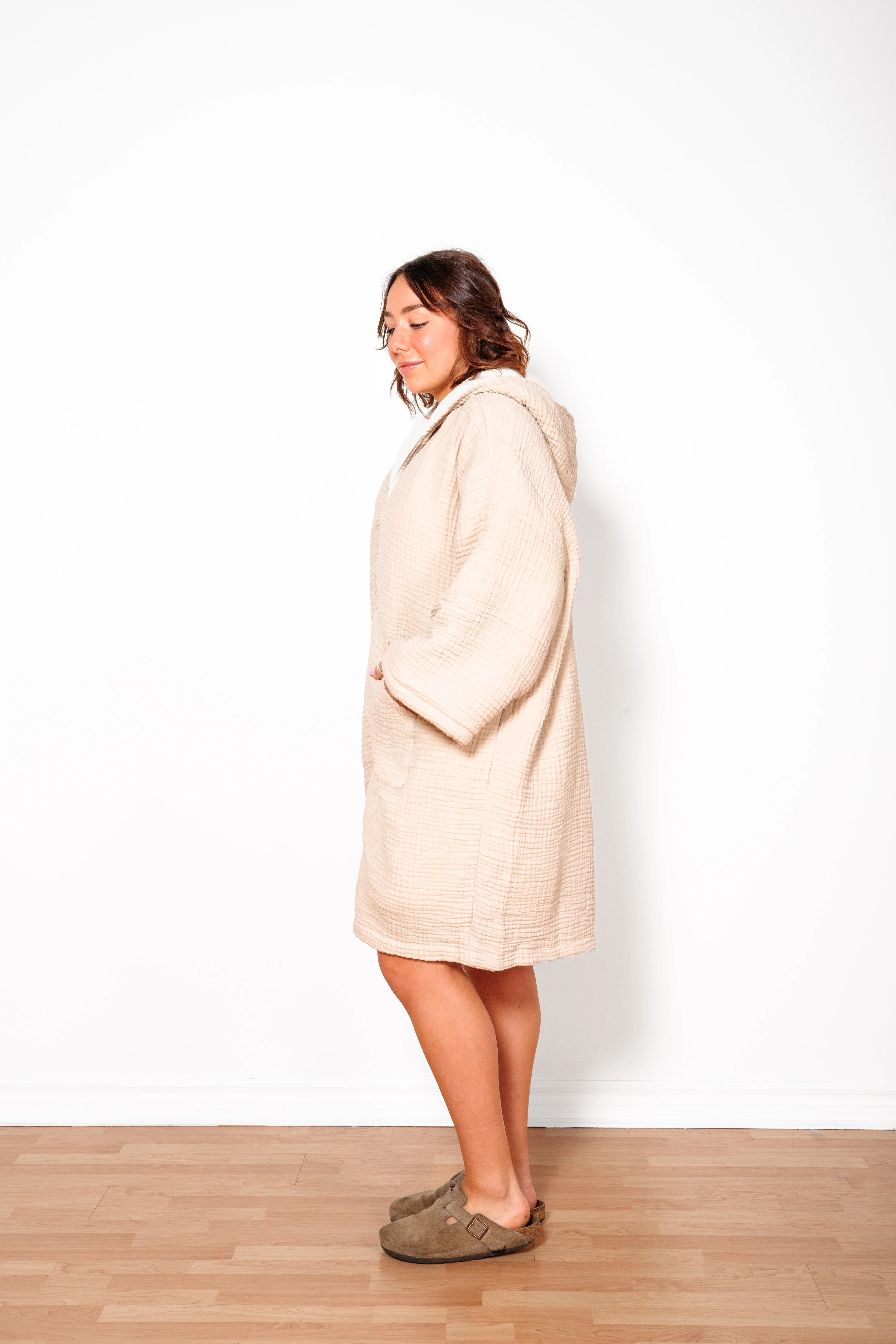 THE POLAR | Unisex Fleece-lined Muslin Zip Poncho