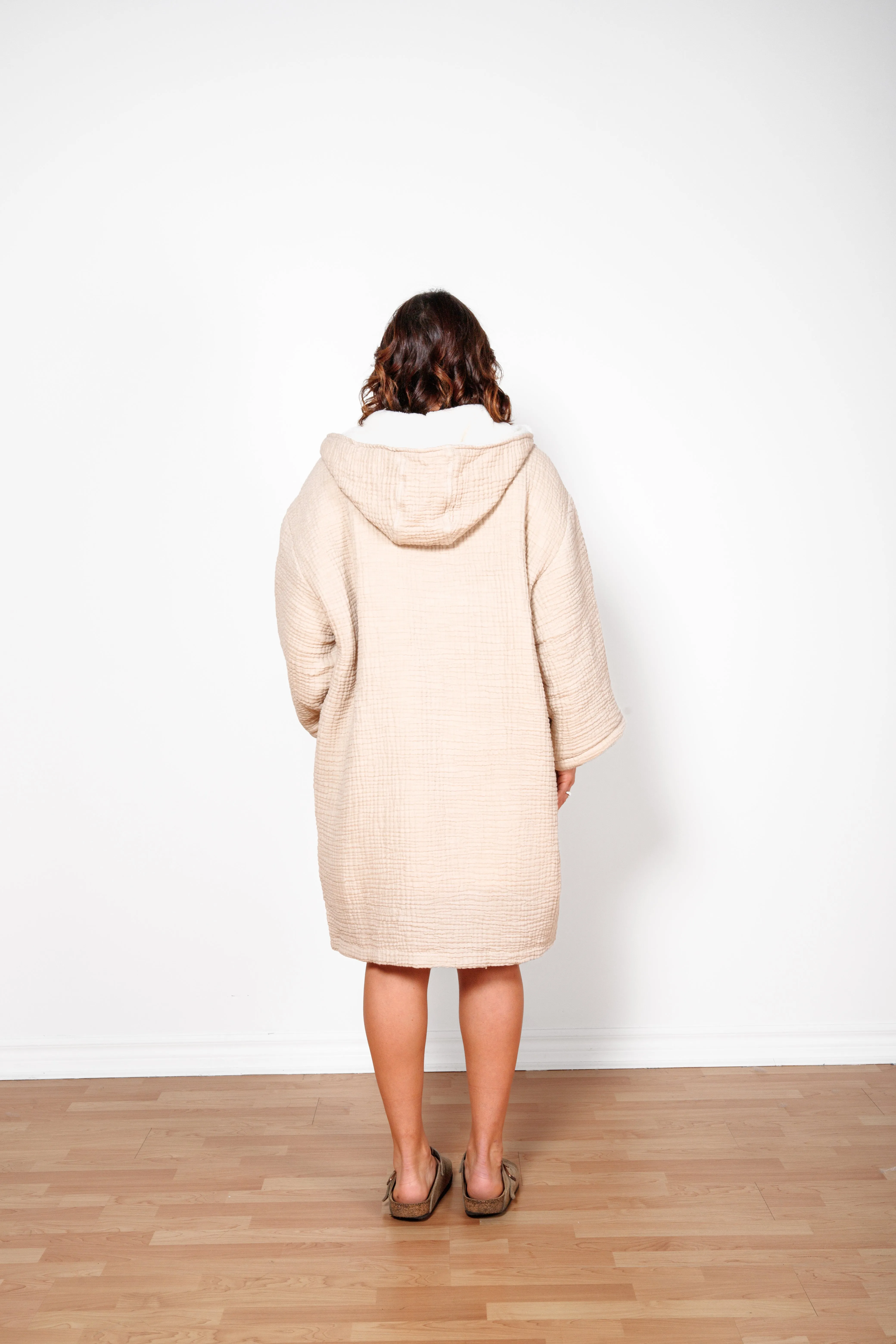 THE POLAR | Unisex Fleece-lined Muslin Zip Poncho