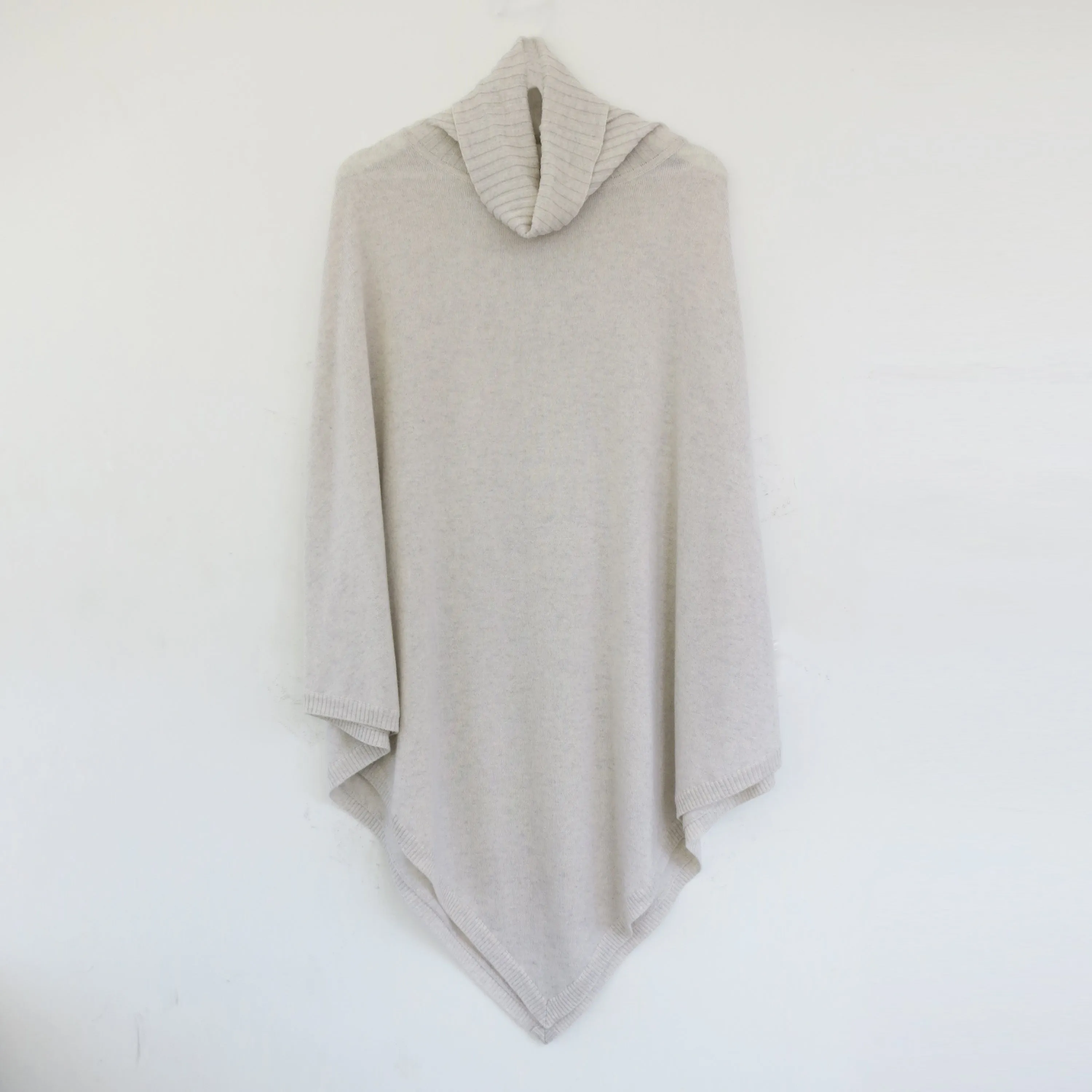 The Ribbed Cowl Poncho in Ice