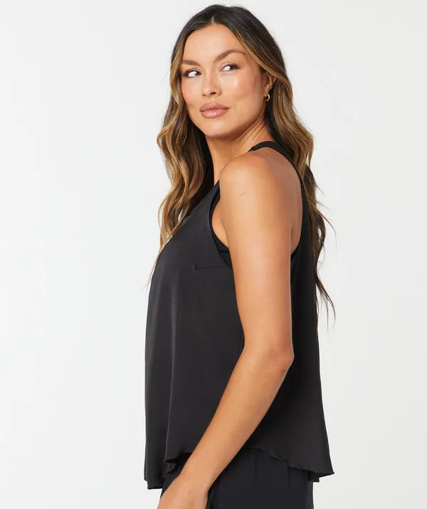 The Stella Satin V-neck Bra Blouse - Final Sale