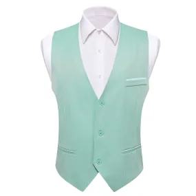 Ties2you Men's Work Vest Mint Green Solid Men's V-Neck Business Vest