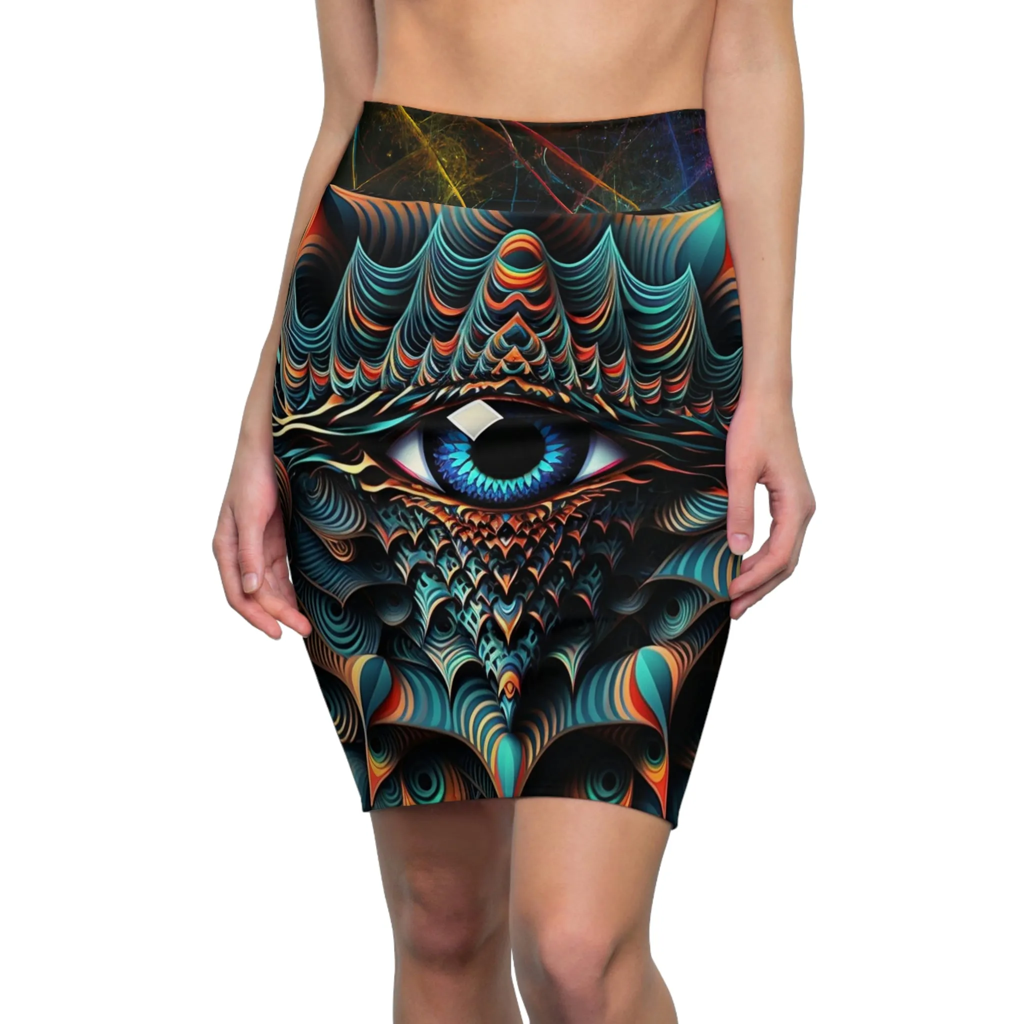 Trippy All Seeing Eye Women's Pencil Skirt