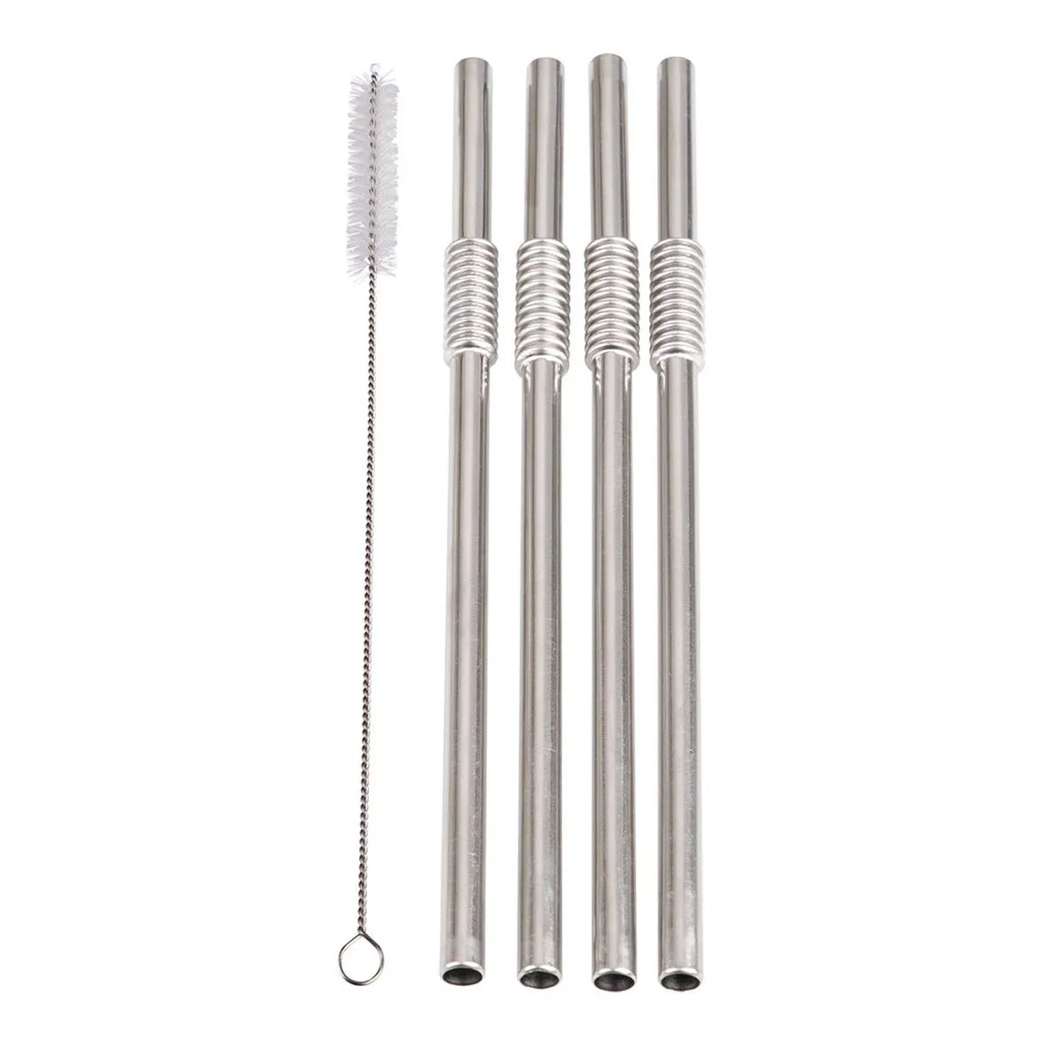 Turtleneck Straw Stainless Steel Flexible Straws Set of 4 with Brush