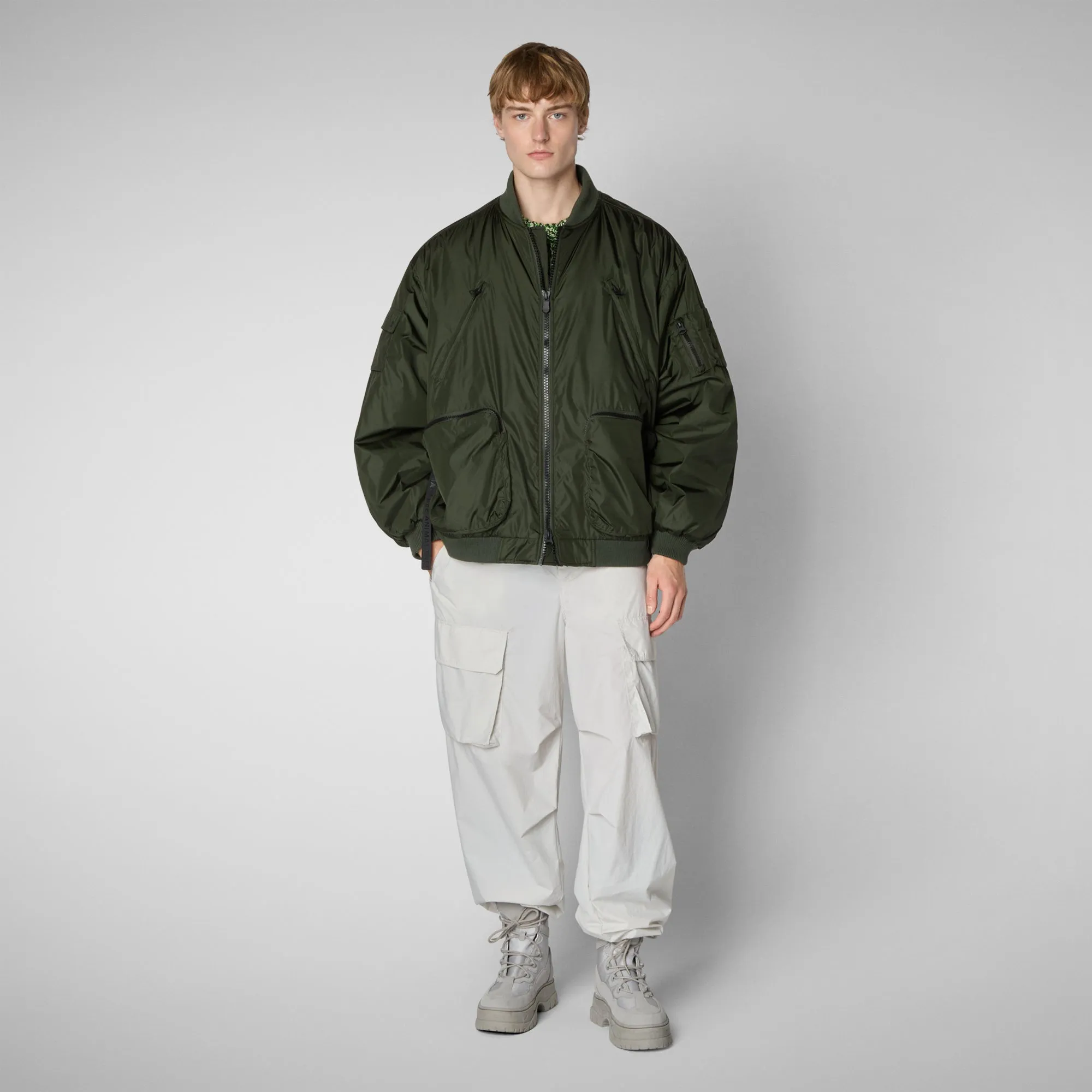 Unisex Usher Bomber Jacket in Pine Green