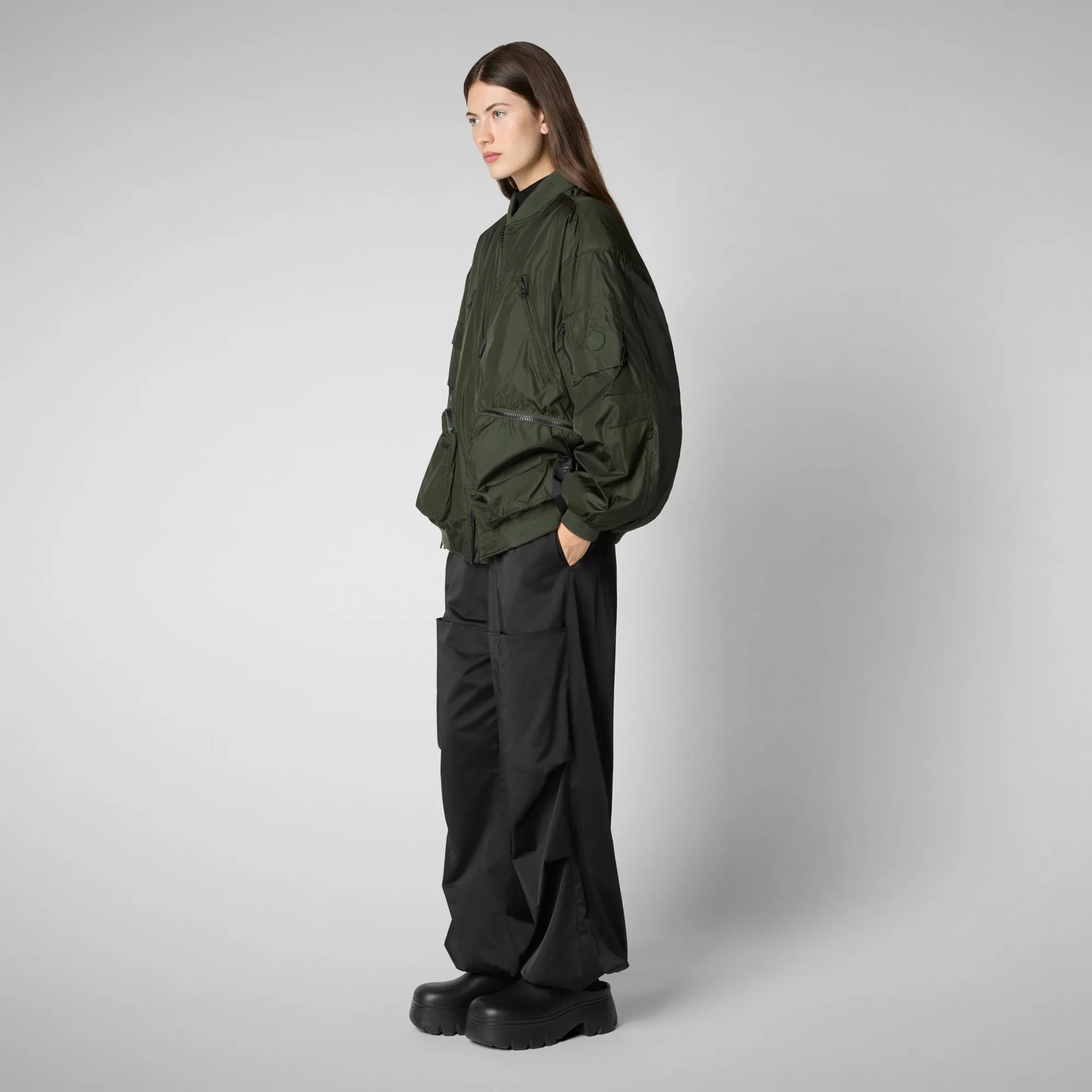 Unisex Usher Bomber Jacket in Pine Green