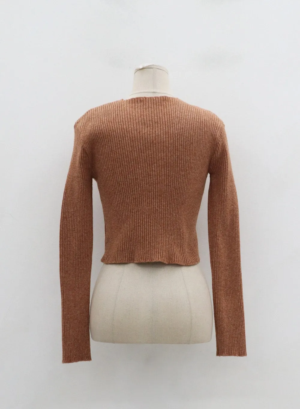 V-Neck Cropped Knit Cardigan ID07