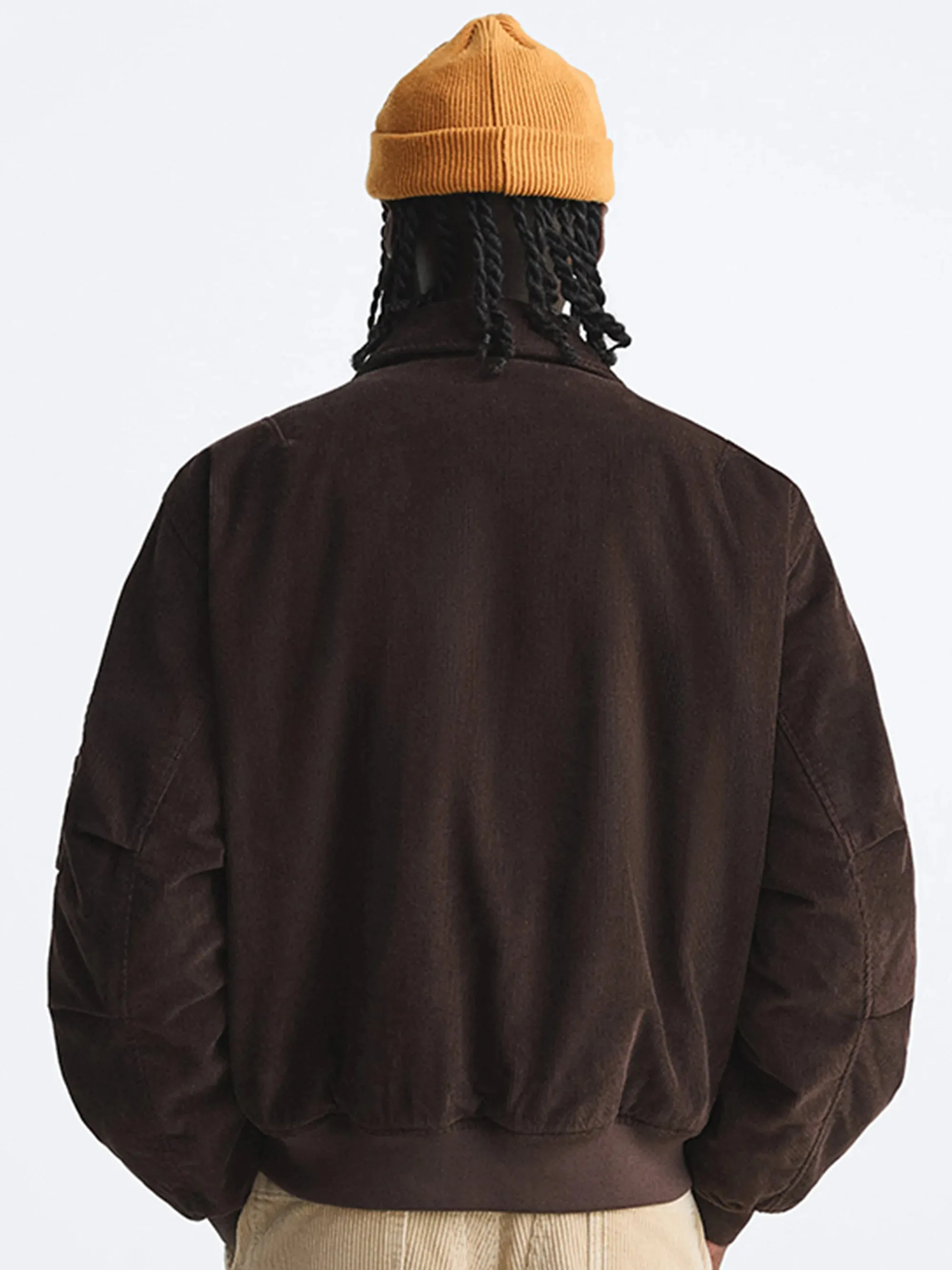 Velvet Embroidered logo Bomber Dark Brown Jacket