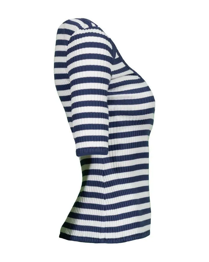 Veronica Beard Anafi Stripe Scoop Neck Tee