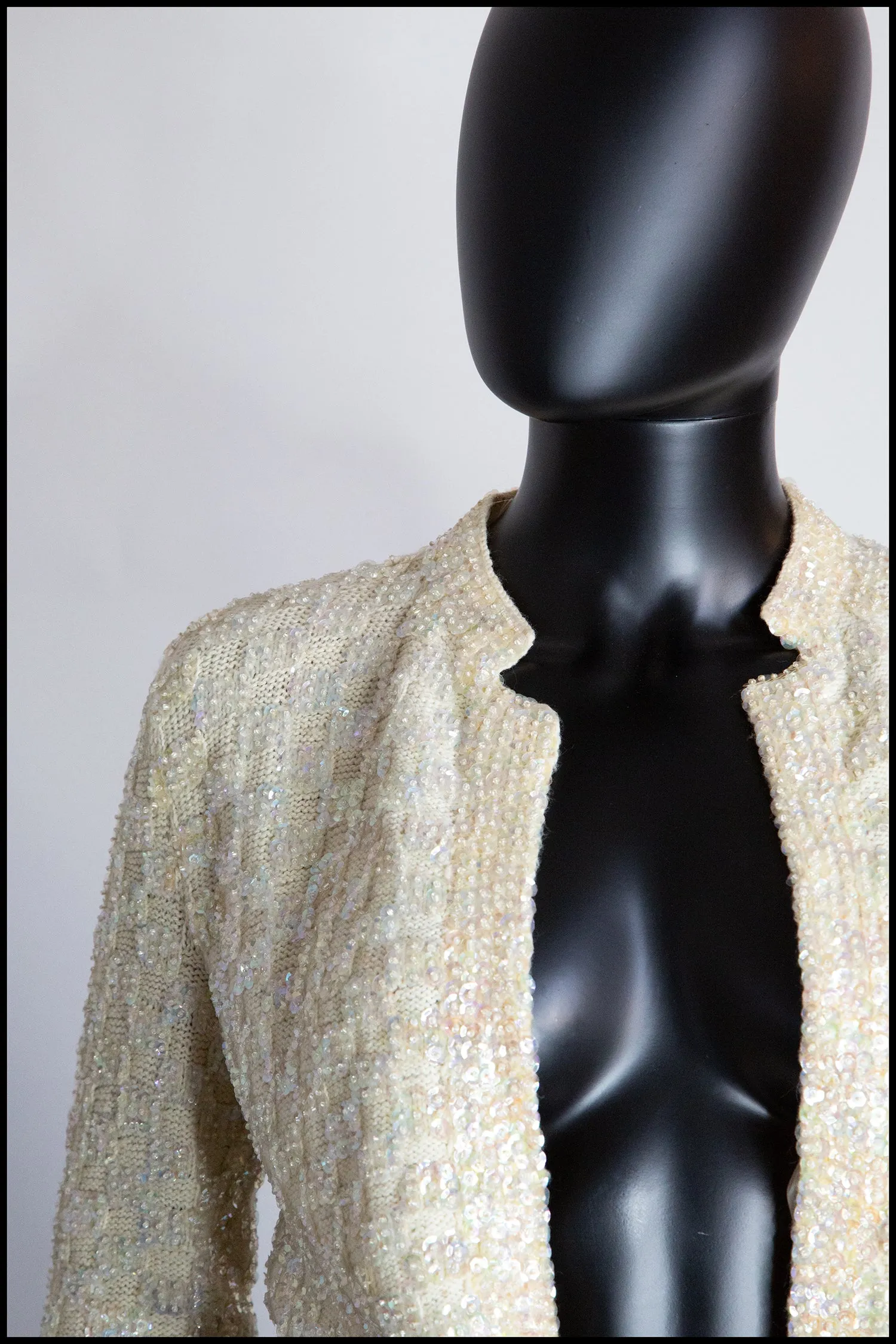 Vintage 1950s Cream Sequin Cardigan