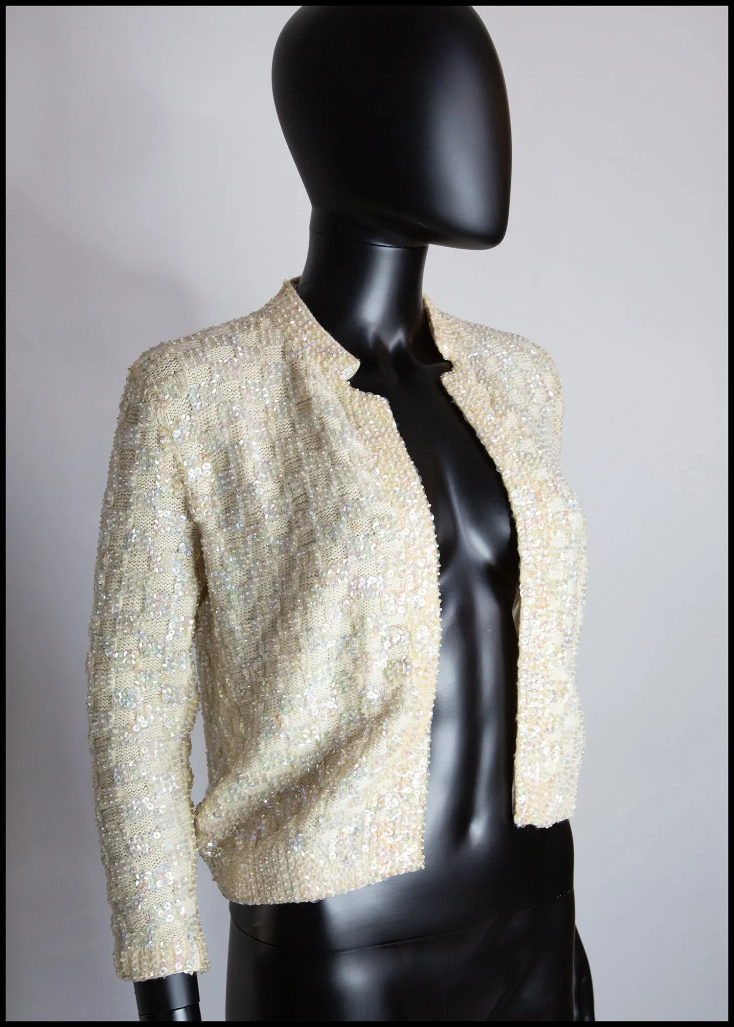 Vintage 1950s Cream Sequin Cardigan