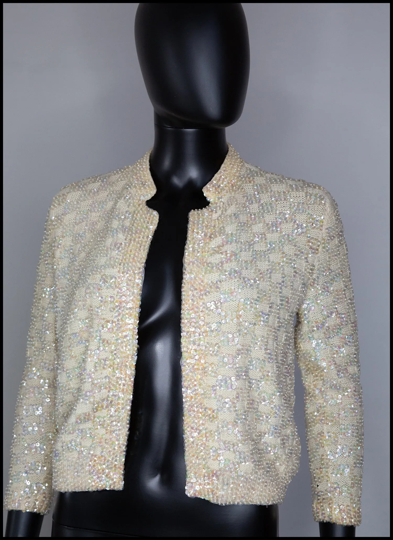 Vintage 1950s Cream Sequin Cardigan