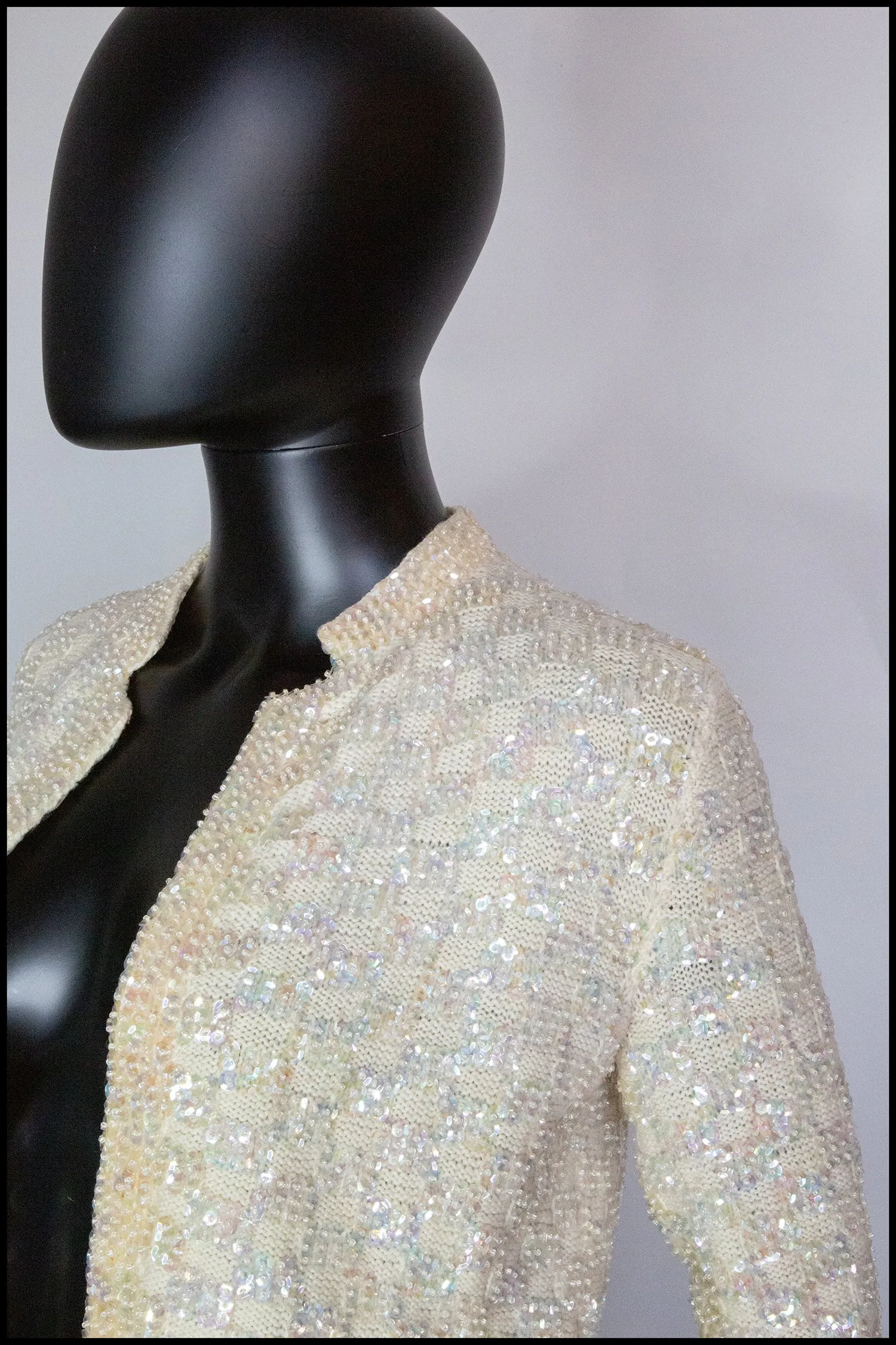 Vintage 1950s Cream Sequin Cardigan