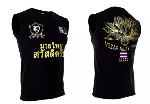 Vszap Lotus VTT006 Muay Thai Boxing Vest Tank Top S-4XL Black