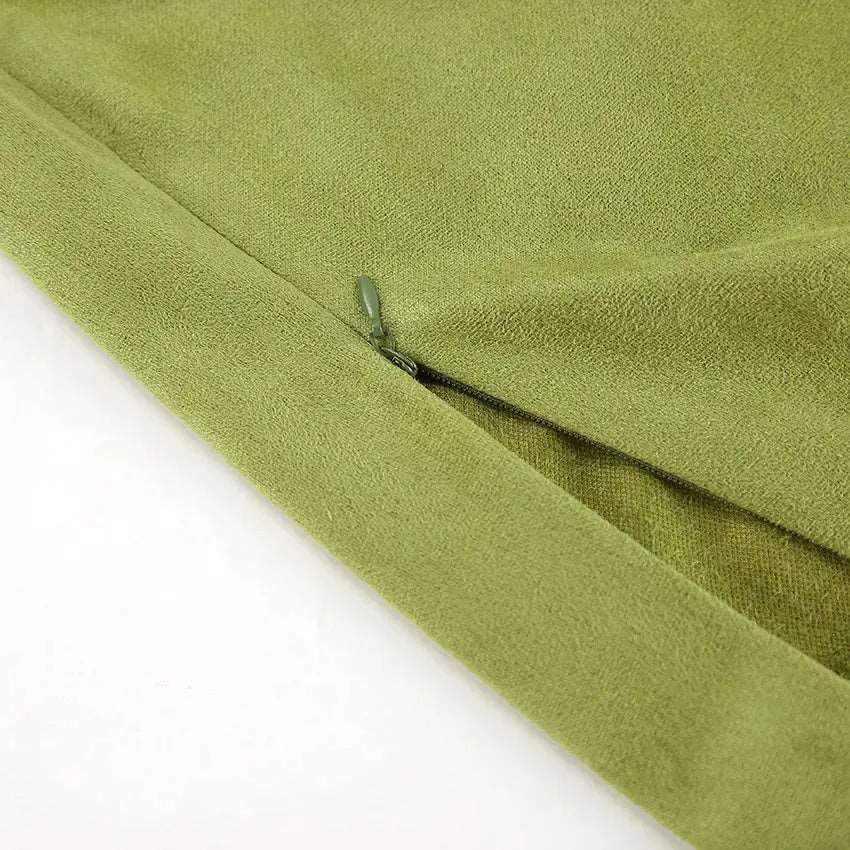 Women's Avocado Green High Waist Suede Skirt