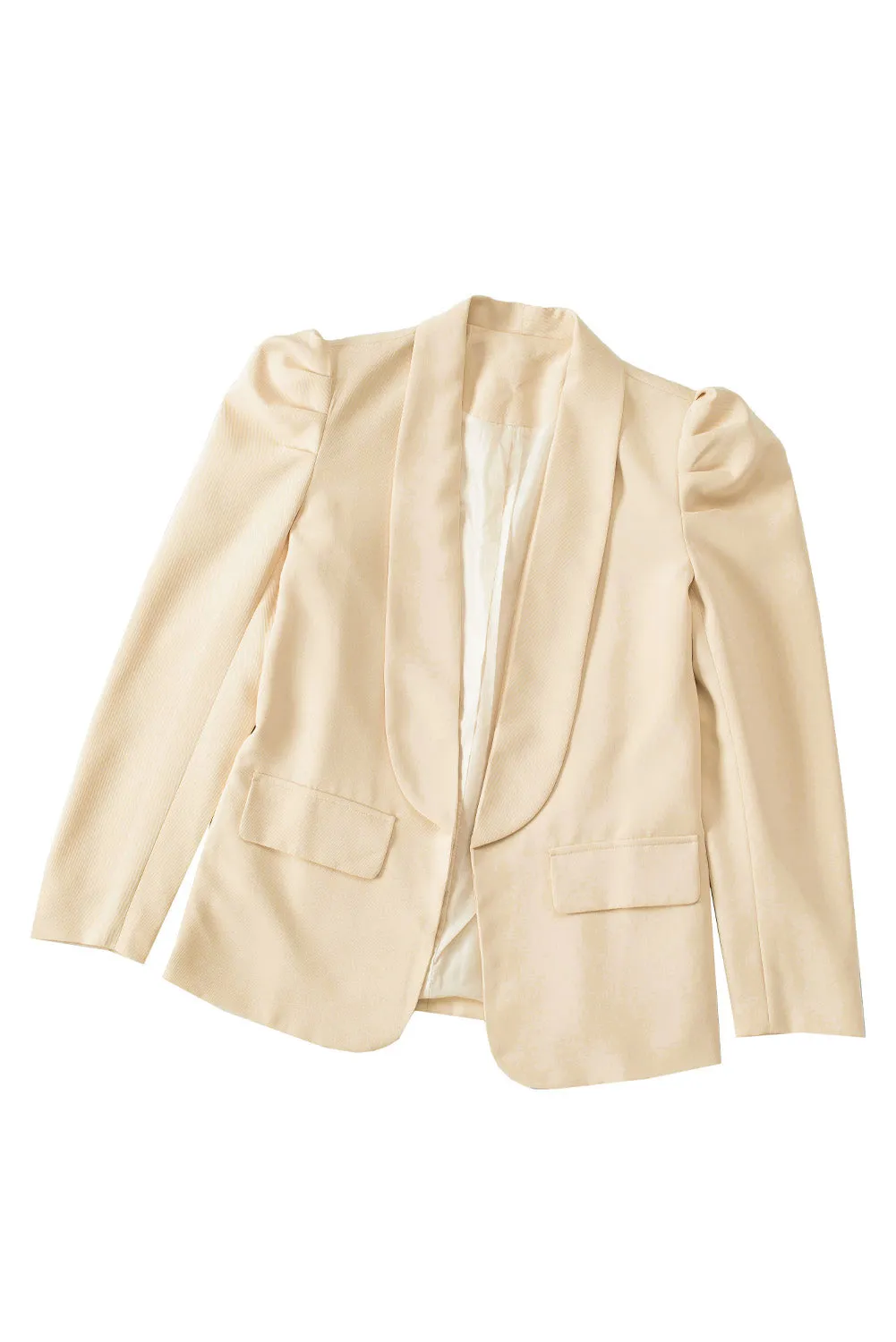 Womens Casual Blazers Puff Long Sleeve Open Front Office Work Suit with Pocket