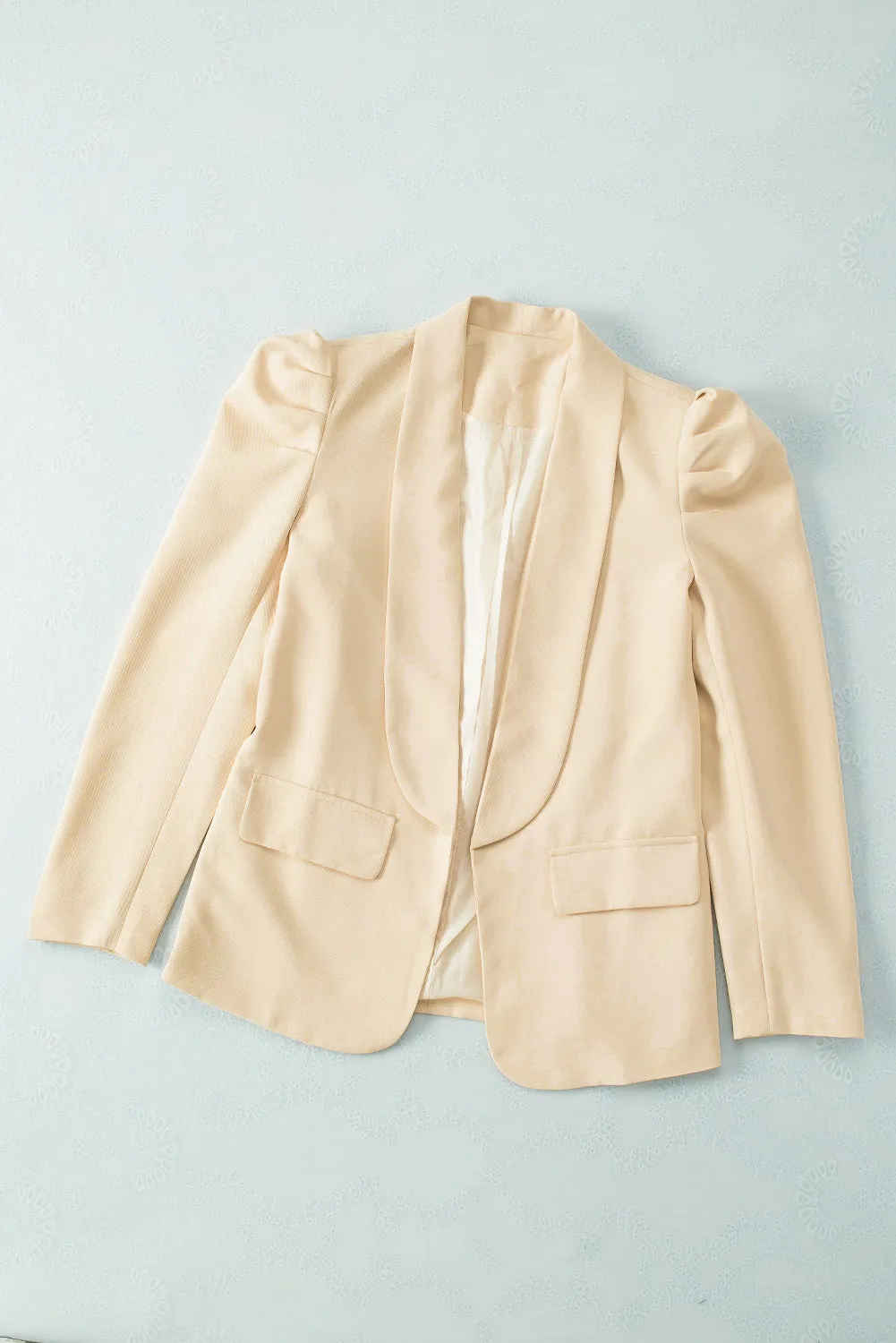 Womens Casual Blazers Puff Long Sleeve Open Front Office Work Suit with Pocket