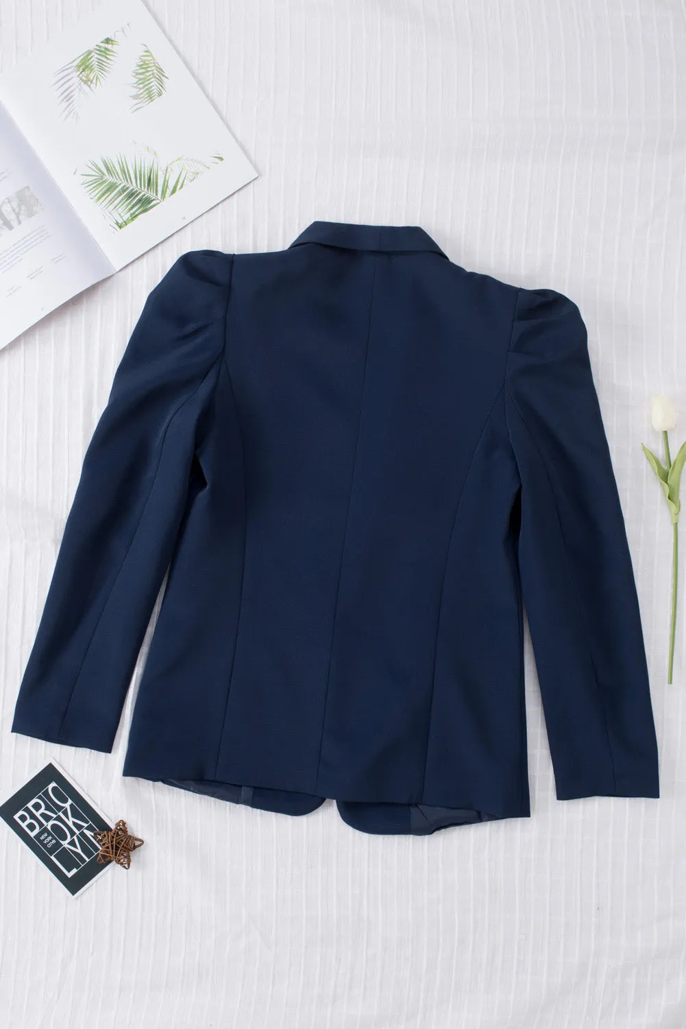 Womens Casual Blazers Puff Long Sleeve Open Front Office Work Suit with Pocket