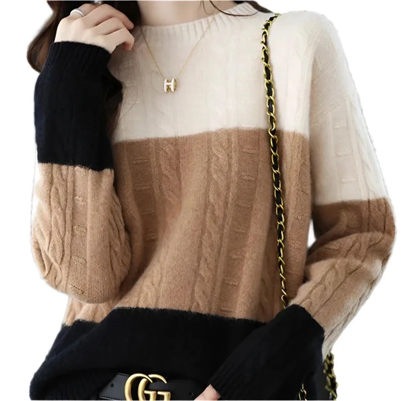 Women's Crew-Neck Pullover Sweater - Long Sleeve Jumper, Autumn Winter Fashion Layering Top