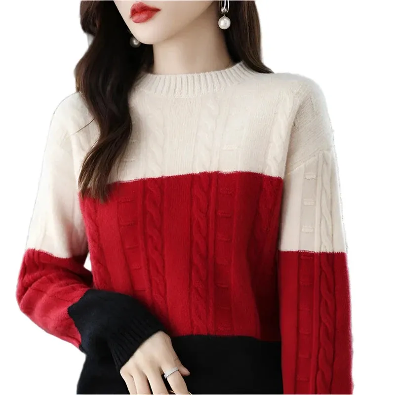 Women's Crew-Neck Pullover Sweater - Long Sleeve Jumper, Autumn Winter Fashion Layering Top