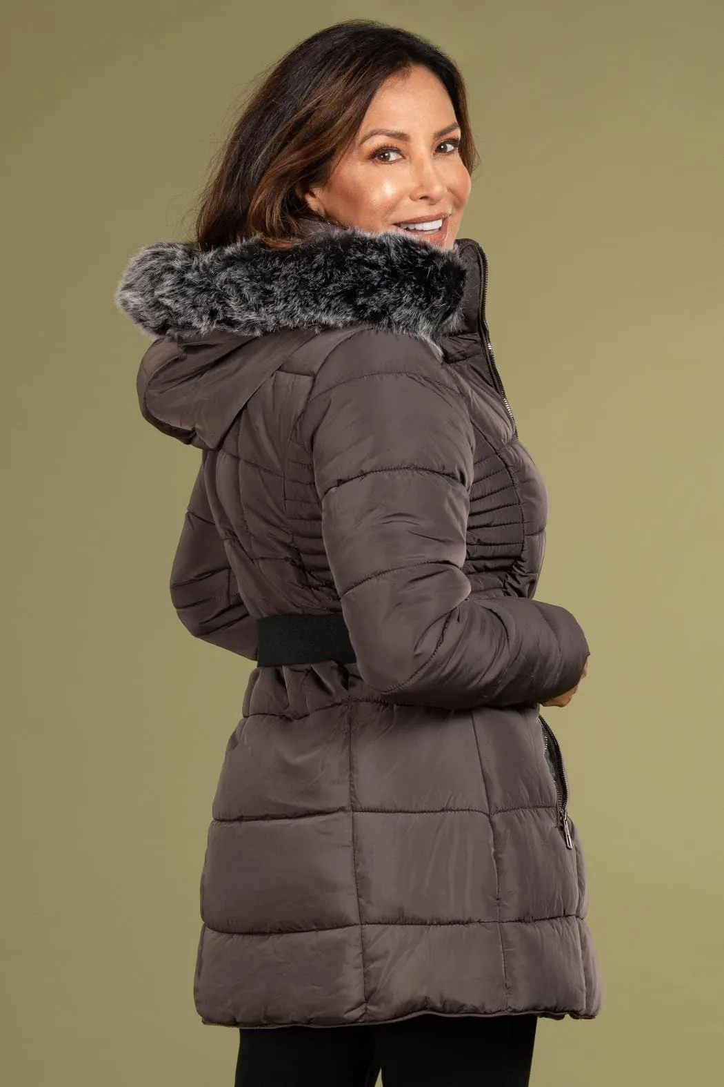 Women's Keeping Cozy Parka Puffer With Detachable Faux Fur-Trimmed Hood