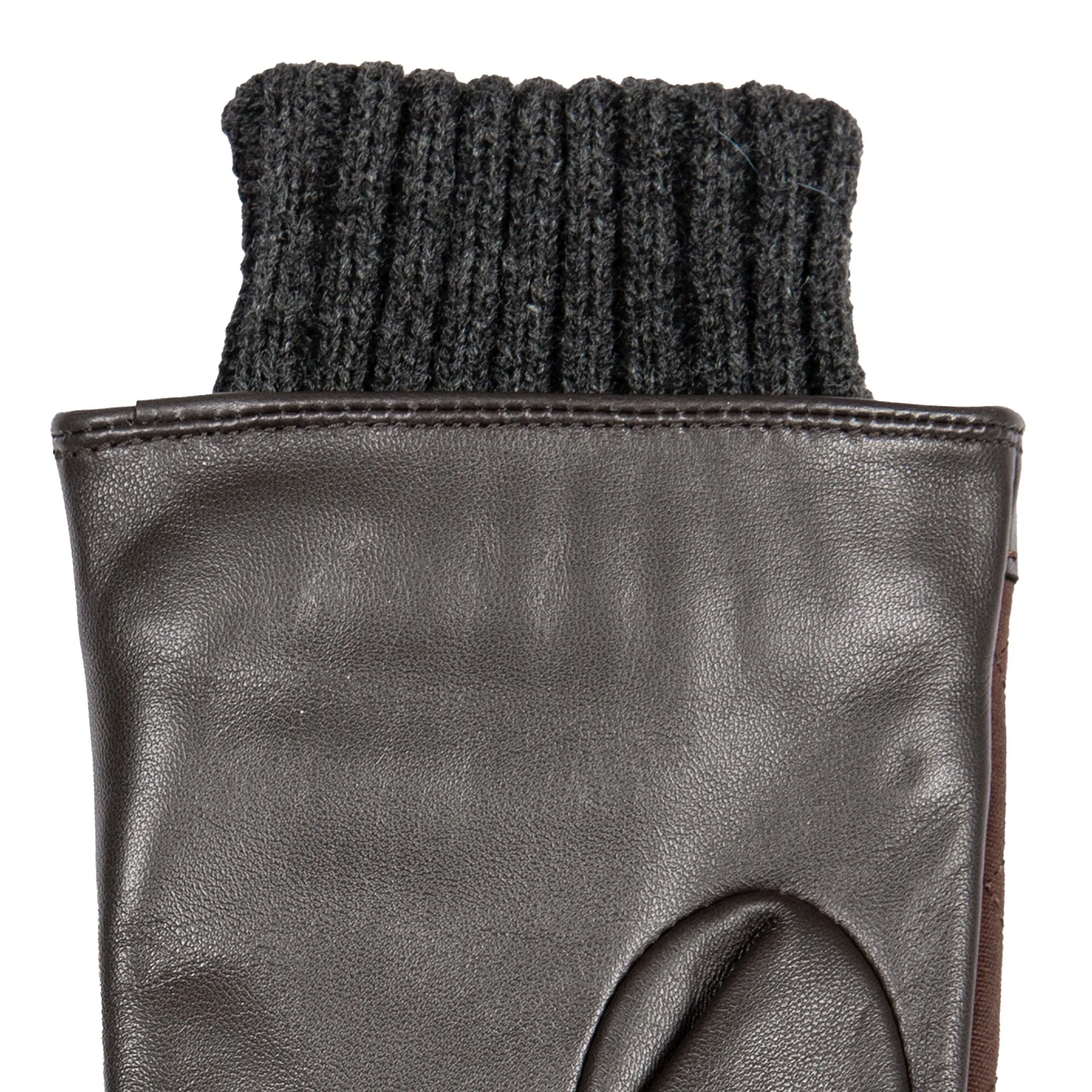 Women’s Touchscreen Water Resistant Lined Waxed Cotton and Leather Gloves with Knitted Cuffs