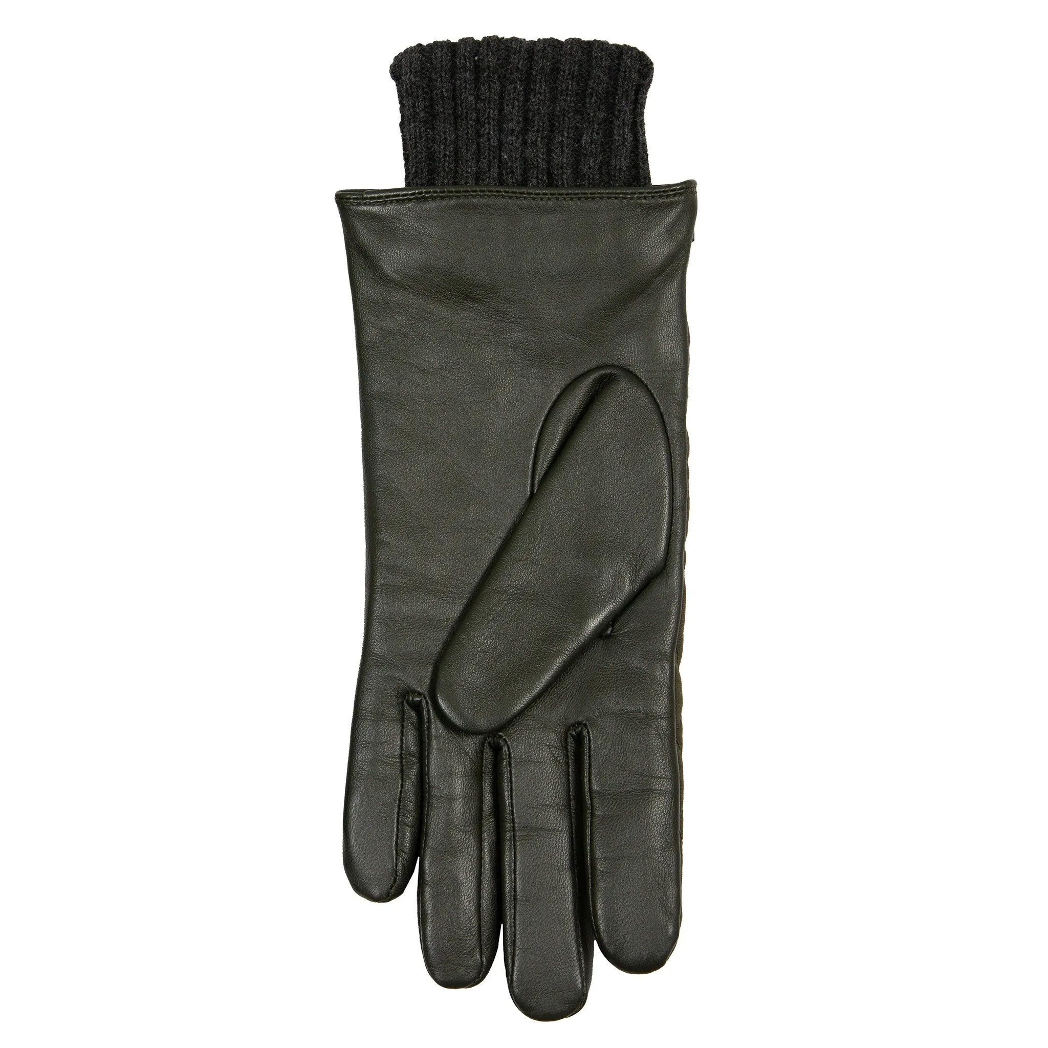 Women’s Touchscreen Water Resistant Lined Waxed Cotton and Leather Gloves with Knitted Cuffs