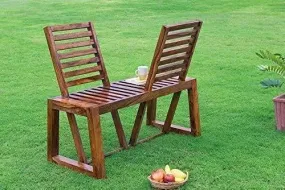 Wooden Moveable 2 Seater Patio Chairs (Sheesham Wood)