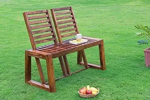 Wooden Moveable 2 Seater Patio Chairs (Sheesham Wood)