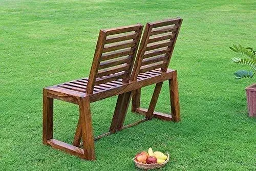 Wooden Moveable 2 Seater Patio Chairs (Sheesham Wood)