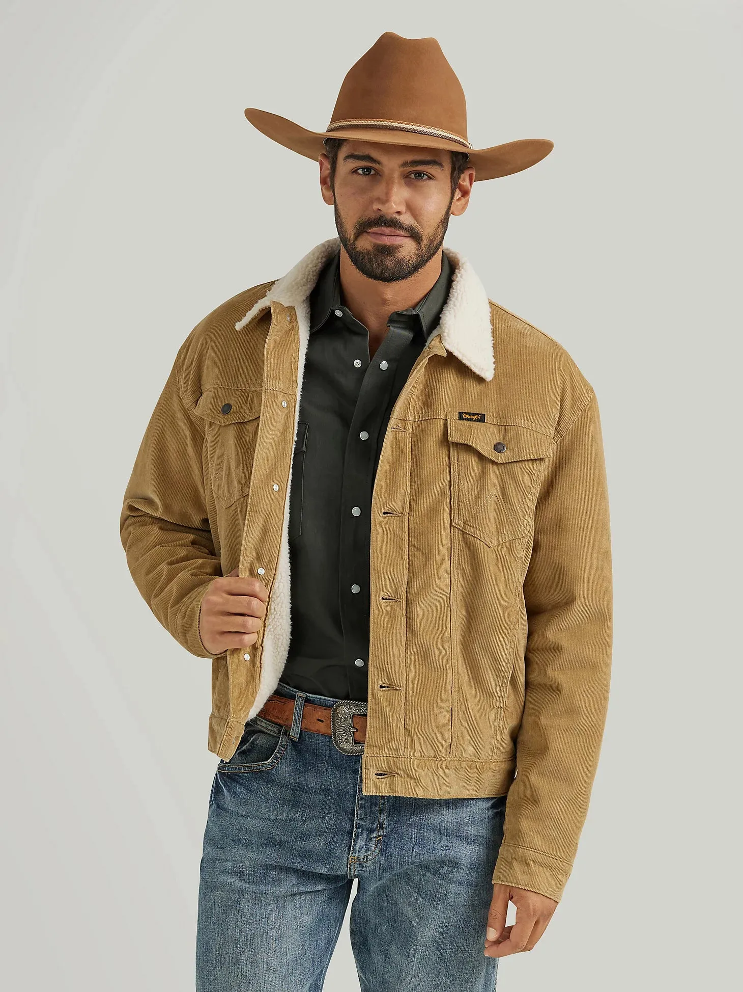 Wrangler Men's Cowboy Cut Sherpa Lined Corduroy Jacket - Wheat - 112352872