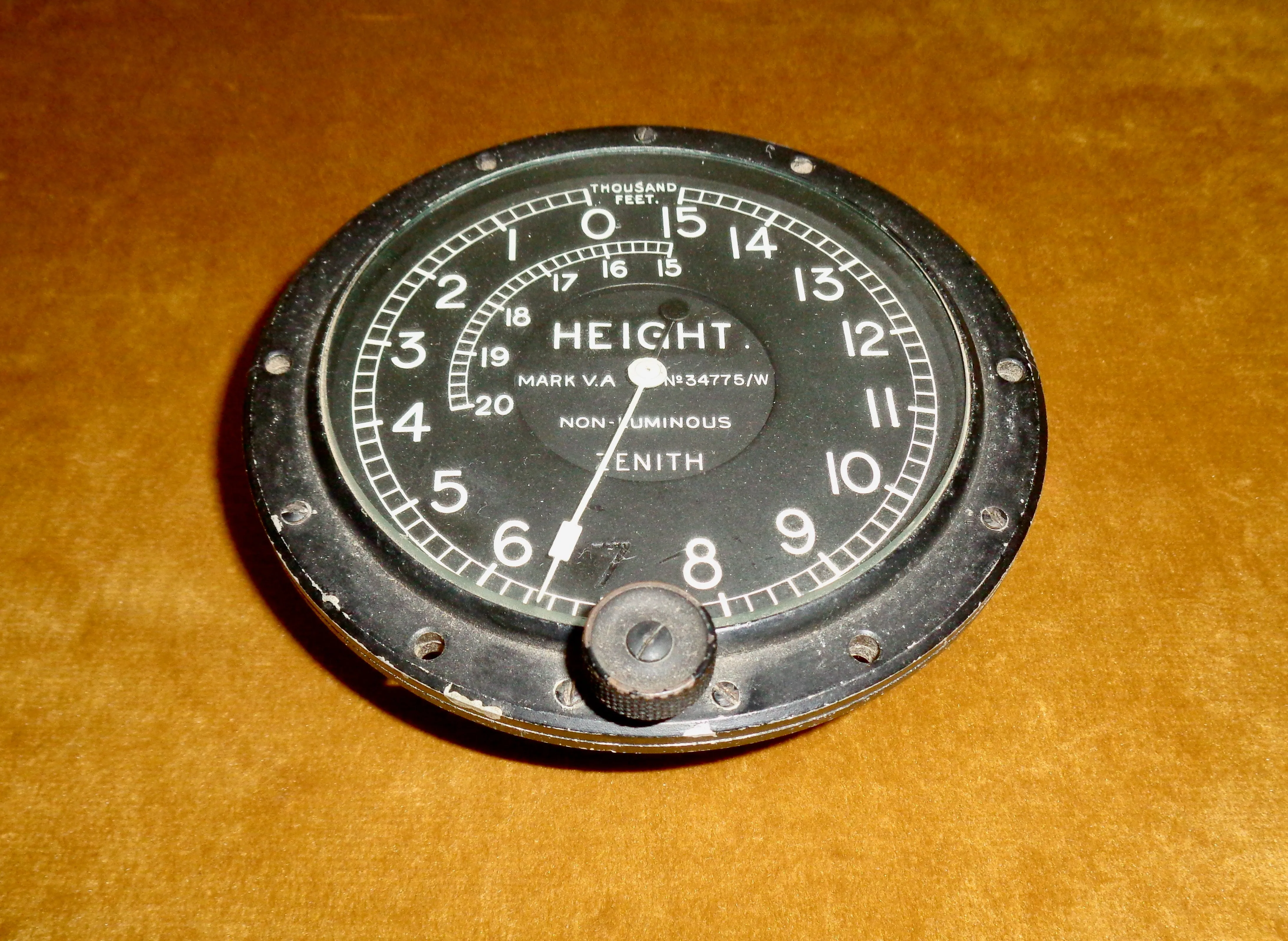 WW1 Circa 1918 Zenith RFC MK VA Altitude Meter For A Sopwith F1 Camel