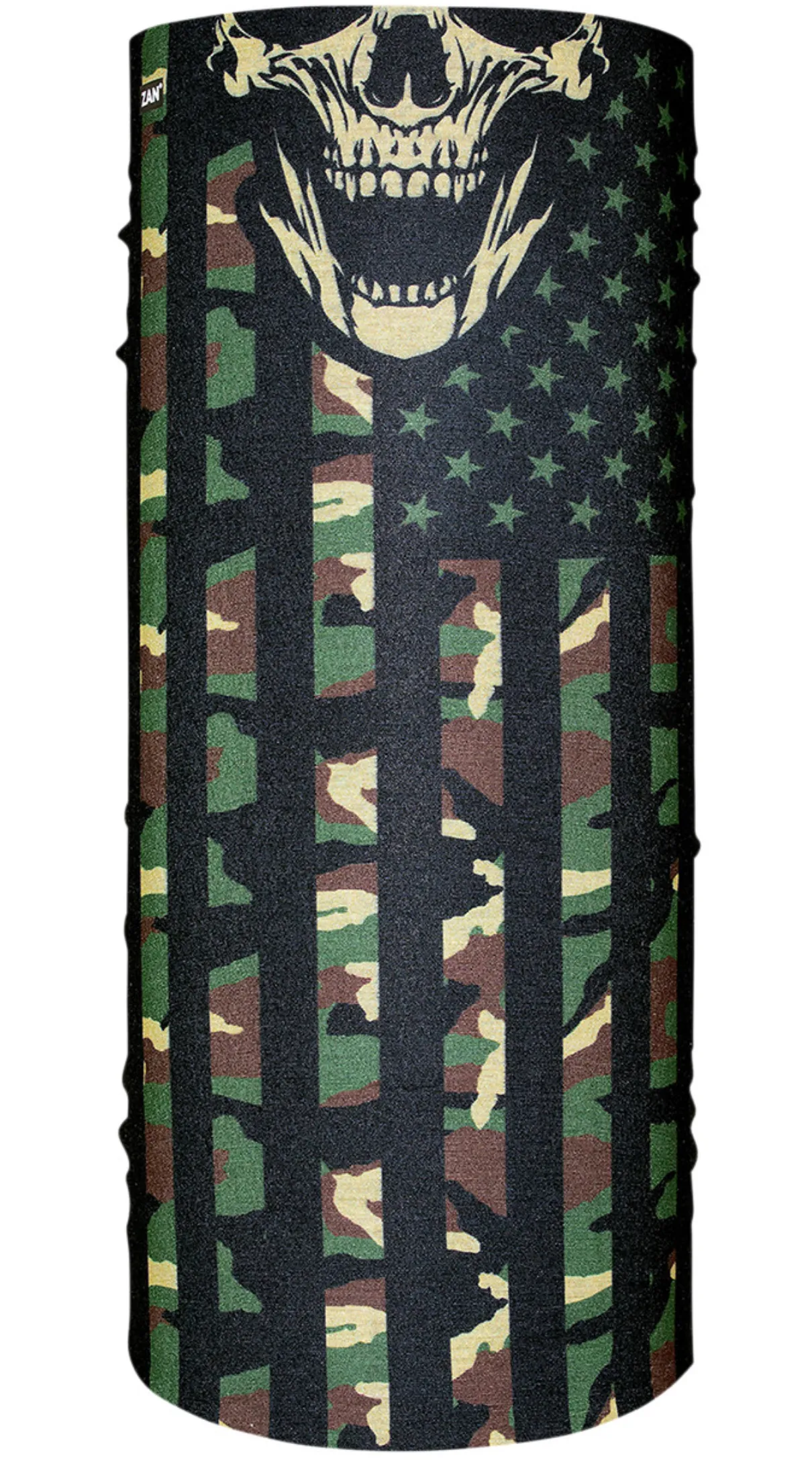 Zan Headwear Patriot Skull USA Flag Green Camo "Motley" Tube