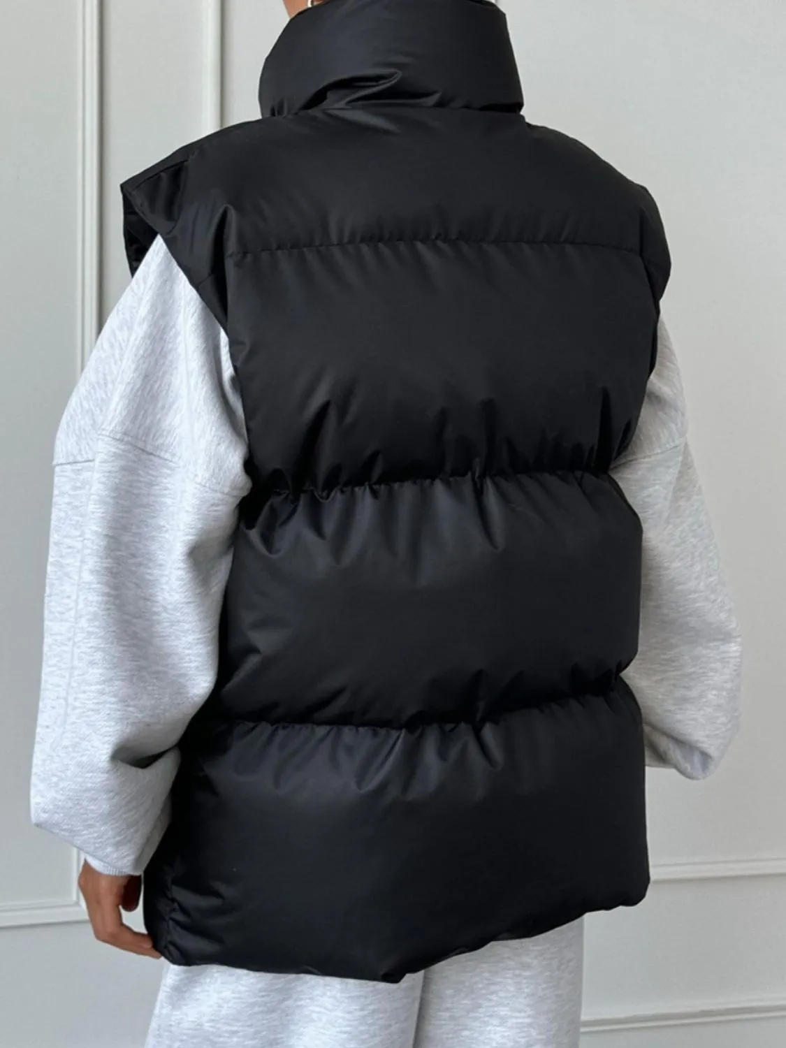 Zip Up Turtleneck Vest Coat